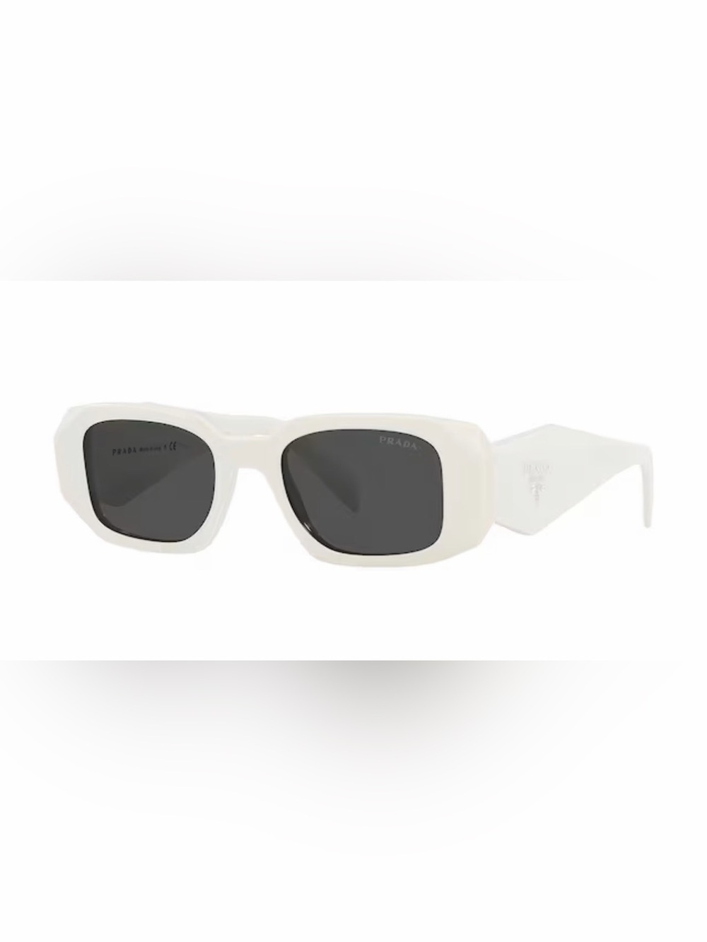 Prada Scultoreo Narrow Sunglasses in White & Dark Grey